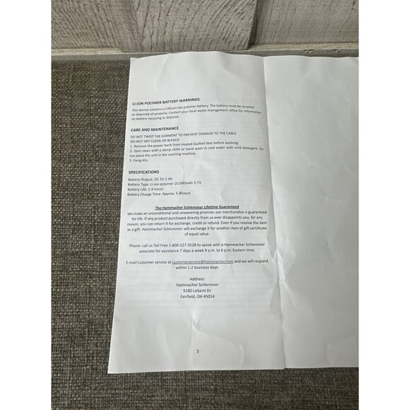 Hammacher Schlemmer Heated Lightweight Quilted Vest Womens XL Black w/ Battery - Picture 9 of 11